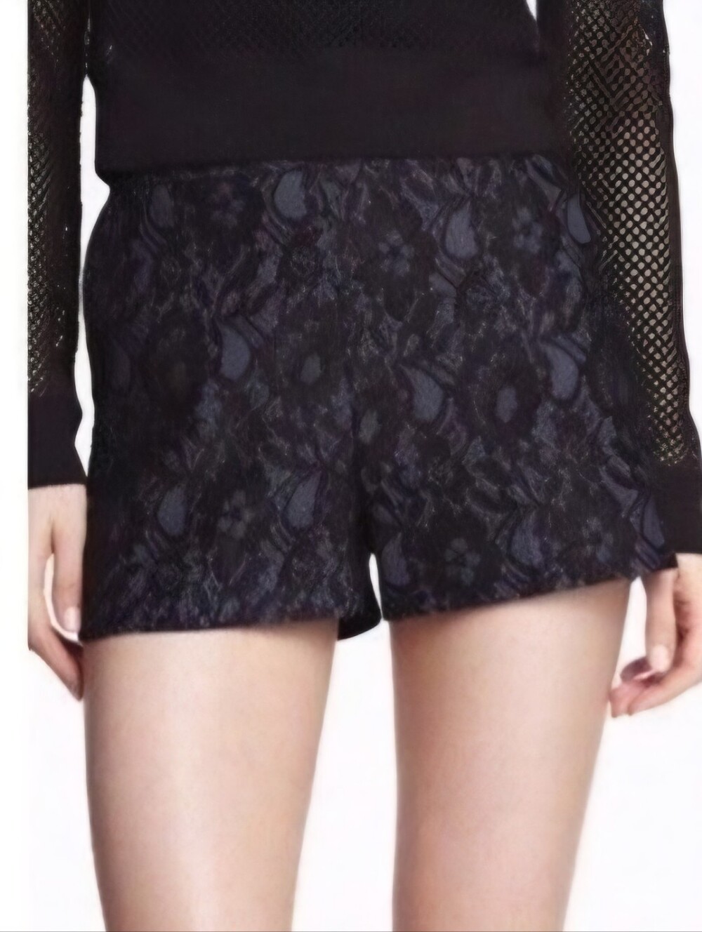 Size 0 EXPRESS Navy Blue Liner Black Lace Overlay High Waisted Dressy Shorts